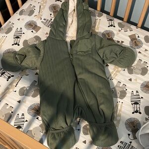 Cozy Green Hooded Baby Onesie